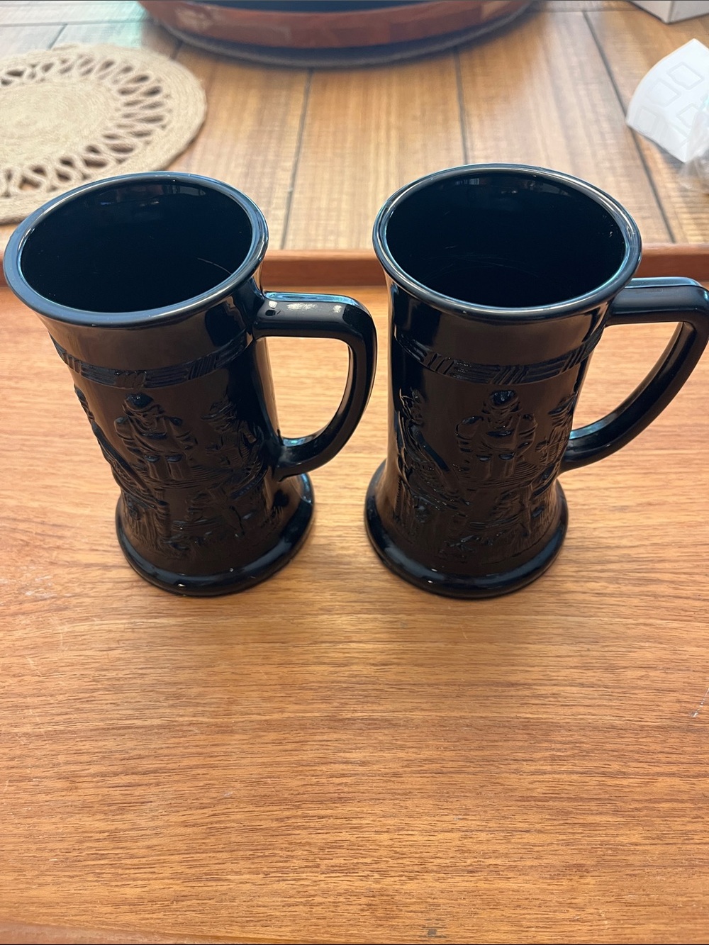 Vintage black beer Stein Tiara Indiana glass
